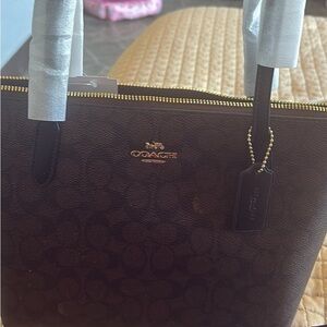 Coach Dark Brown Signature Tote